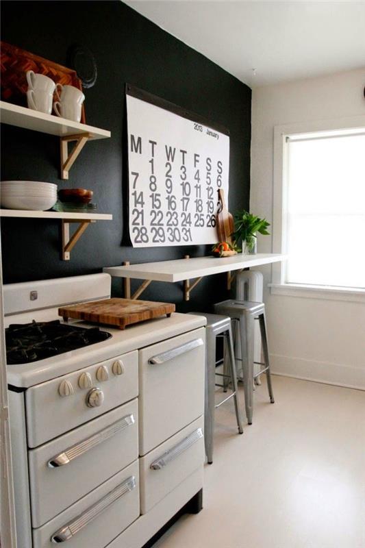 musta seinämaali elävät ideat keittiökasvit aamiaishuone
