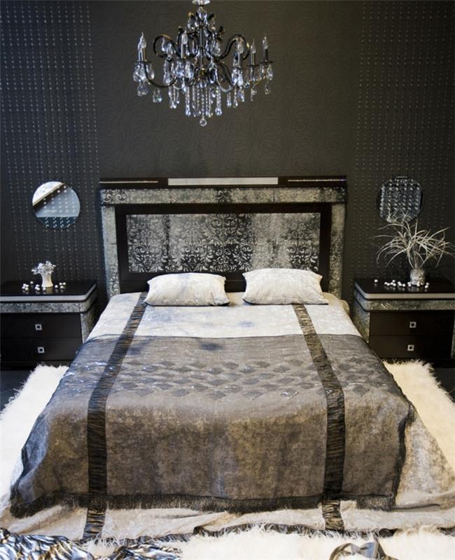 musta seinä väri koti ideoita makuuhuone ylelliset vuodevaatteet