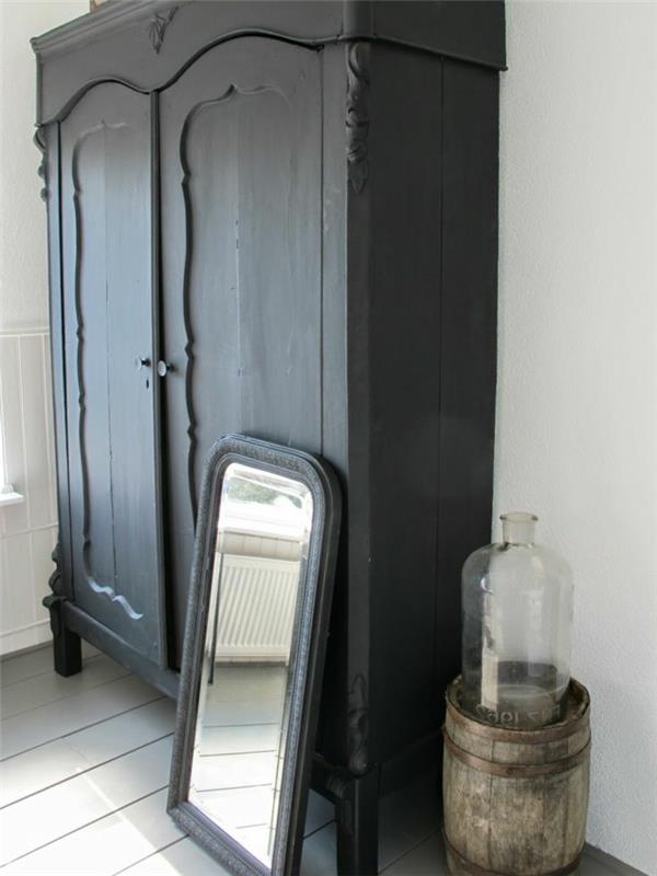 musta vaatekaappi vintage -tyylinen kotiideoita makuuhuoneen peili