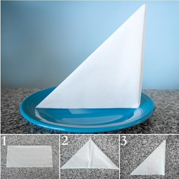 Taitettavat lautasliinat ohjeet DIY pöytäkoristeet taitettavat paperilautasliinat