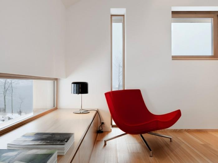 nojatuoli punainen sisustusideoita minimalistinen