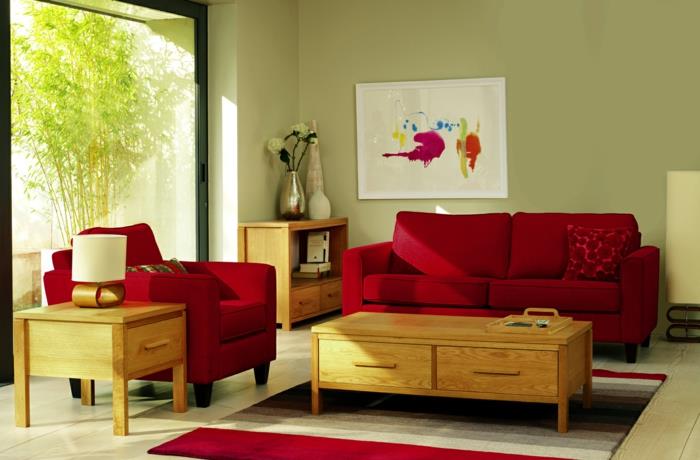 nojatuoli punainen punainen sohva olohuone panoraamaikkuna