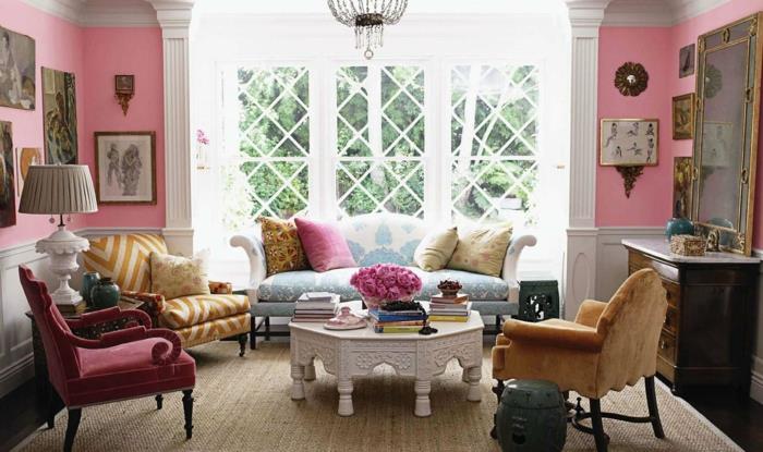 nuhjuinen tyylikäs olohuoneen sisustusideoita valkoinen sohvapöytä sohvapöytä ja tuolinpäälliset pastelliväreissä