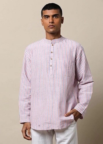 Khadi Short Striped Kurta For Herrer