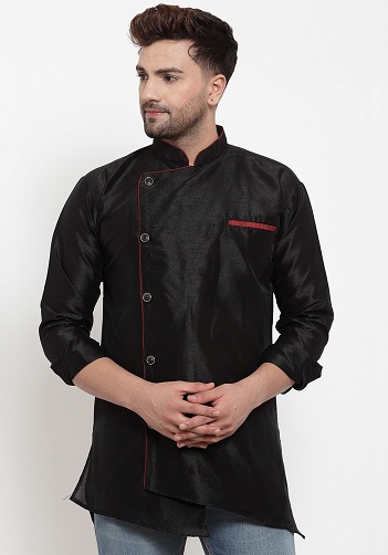 Sort herre kort kurta med jeans