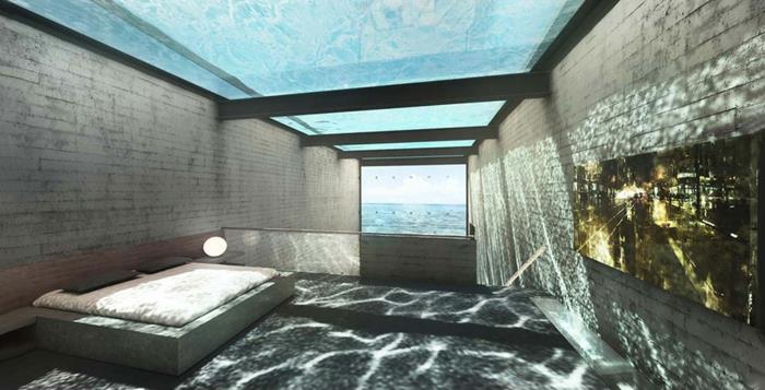 paljastettu betonitalo brutalismi makuuhuone minimalistinen