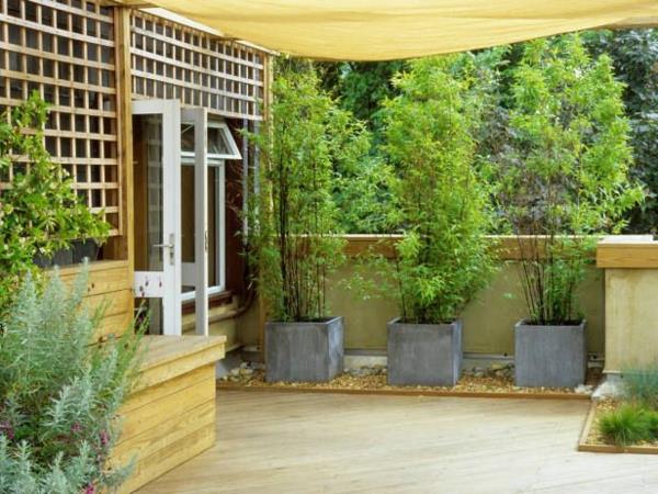 Yksityisyyden suoja terassi terassi katto puulattia kasvit
