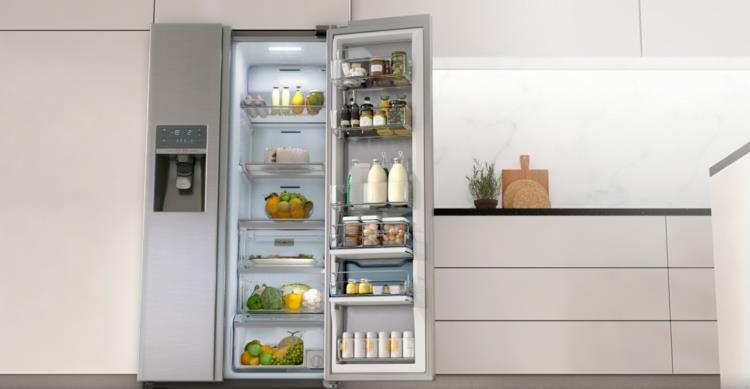 rinnakkain jääkaappi Amerikkalaiset jääkaapit keittiökaapit valkoinen