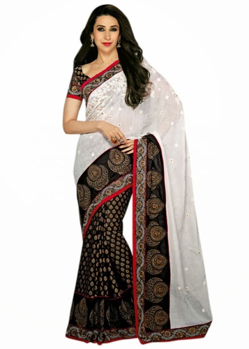 Halv og halv silke bomuld Sari