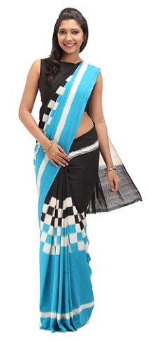 Blue Checks Saree Silk Cotton