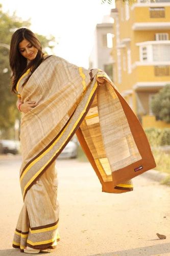 Saree af gylden bomuld