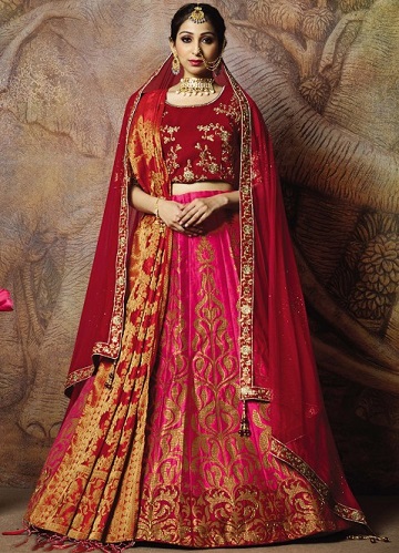 Pink Silk Lehenga