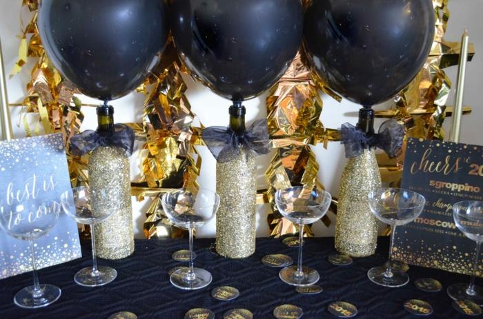 uudenvuodenaatto deco dekoideem uudenvuodenaaton juhla silvesteer -koristepöydän koristelu uudenvuodenaatto deco kultainen