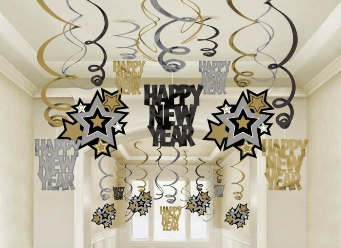 uudenvuodenaatto deco dekoideem uudenvuodenaaton juhla silvesteer -koristepöydän koristelu uudenvuodenaaton koriste hopea musta