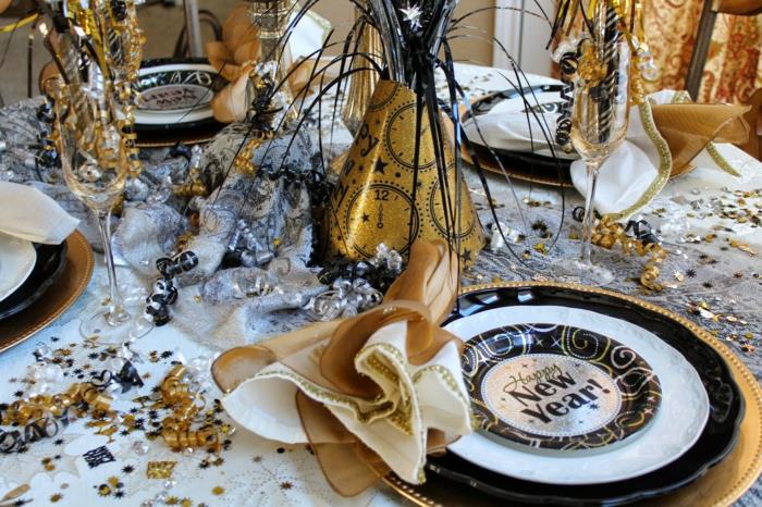 deco -ideoita uudenvuodenaaton juhla -hopea -koristepöydän koristelu uudenvuodenaaton pöytäkultaa
