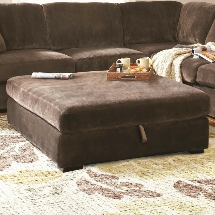 ottomaanien säilytystilaa ruskea olohuone tyylikäs sohva olohuoneen matto