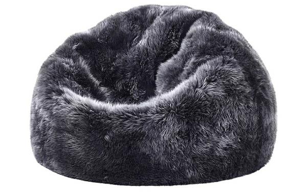 beanbag nojatuoli mukavuutta suuri tummanharmaa lampaannahka