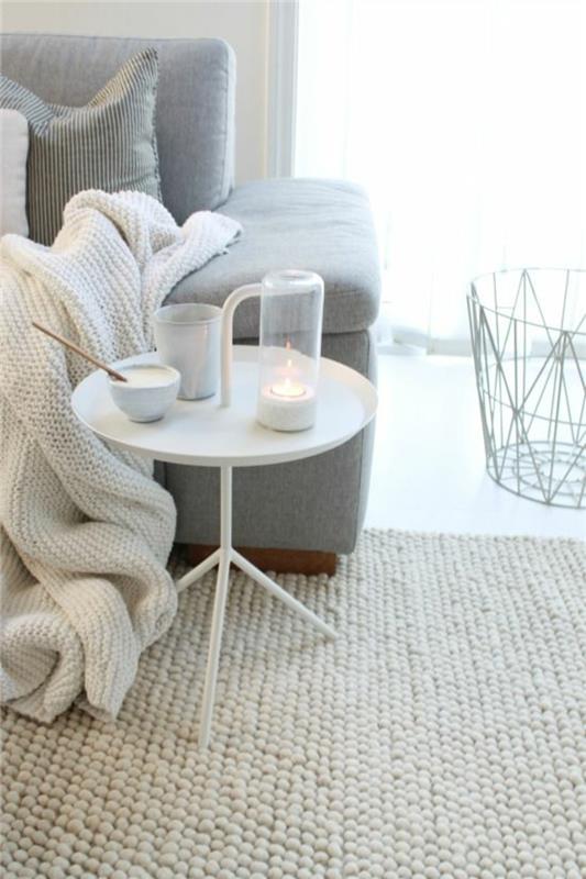 Skandinaavinen elävä designhuonekalujen sivupöytä pyöreä valkoinen