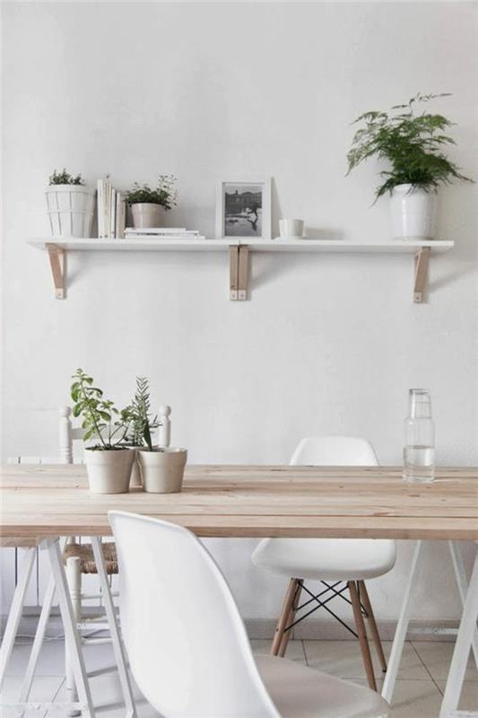 Skandinaavinen olohuoneen huonekalut Eames Chairs valkoinen puinen pöytäseinähylly