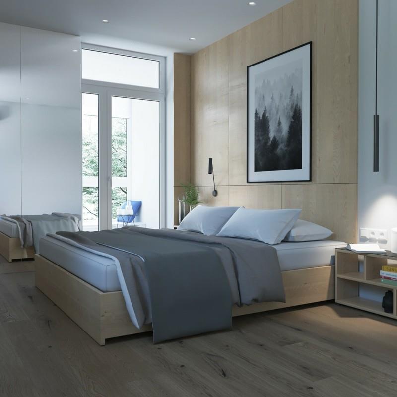 Skandinaavinen olohuoneen huonekalut sänky luonnonmateriaalit puu