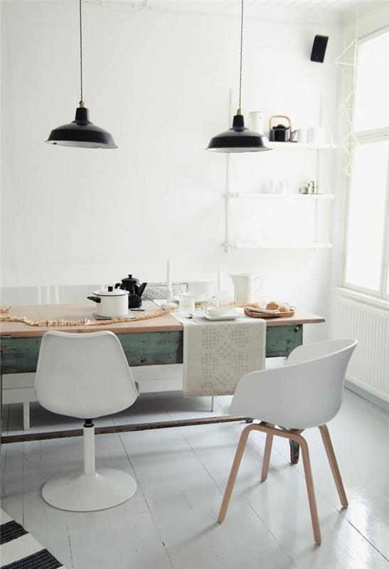 skandinaavisen olohuoneen keittiön valkoiset lattiavalaisimet