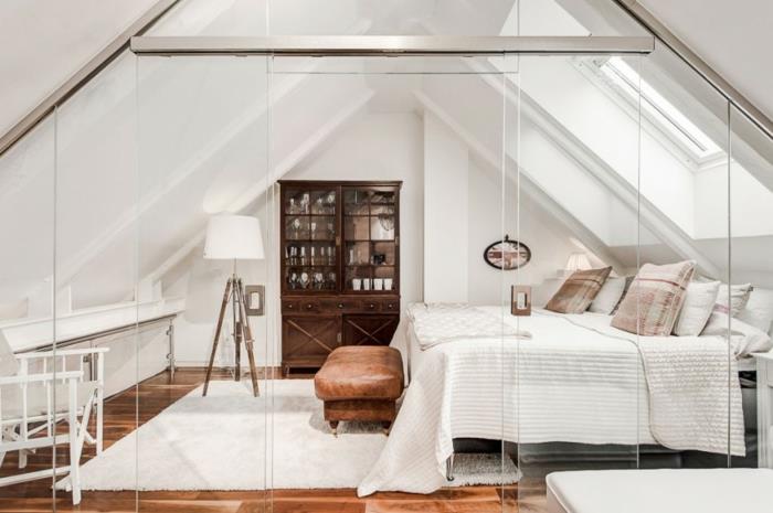 skandinaavinen olohuone kattohuoneisto tukholma makuuhuone ideoita huonejakaja lasi