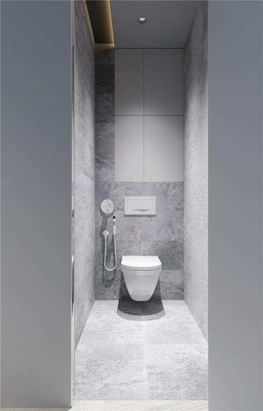 Skandinaaviset huonekalut kylpyhuoneen manimalistinen harmaa
