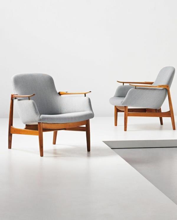 Skandinaaviset huonekalusuunnittelijan tuolit suunnittelija Finn Juhl