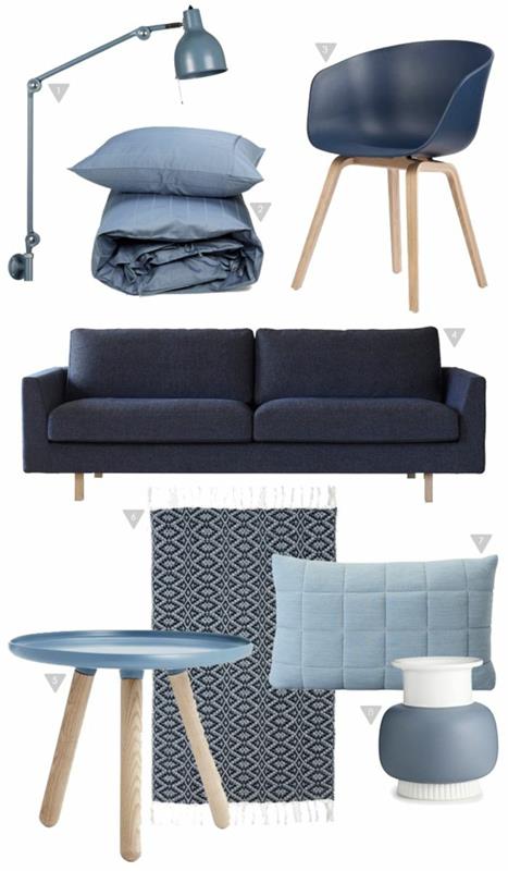 Skandinaaviset huonekalut sinisissä design -huonekaluissa