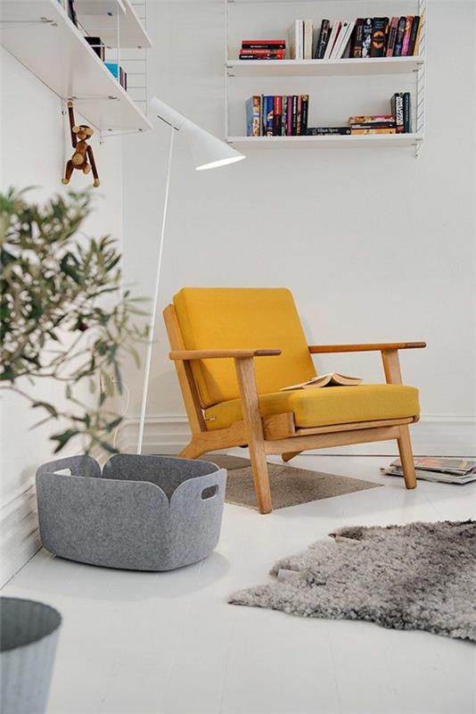 Skandinaaviset huonekalut verkko nojatuoli keltainen