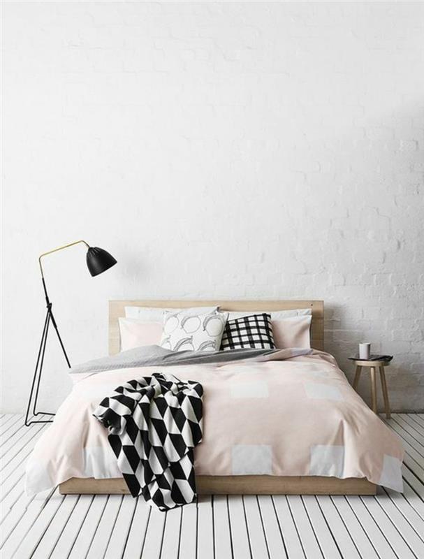 Skandinaavisen muotoilun esimerkkejä makuuhuoneen lattiavalaisimesta
