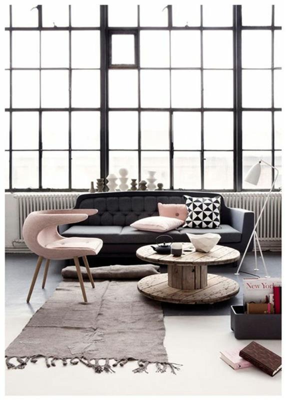 Skandinaavinen design -olohuoneen kalusteet DIY -sohvapöytä