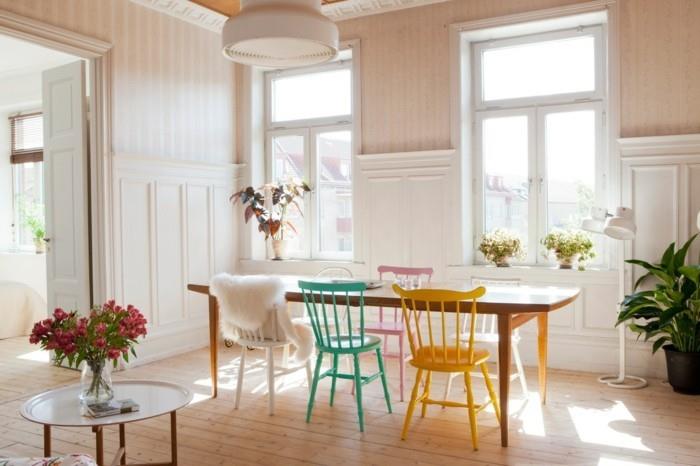 Skandinaavinen muotoilu ruokasalissa kodikas ruokasali