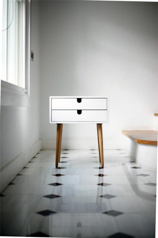 skandinaavisen muotoilun huonekalujen sivupöydän laatikot valkoinen
