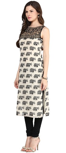 Faux Georgette hosszú ujjatlan Kurti