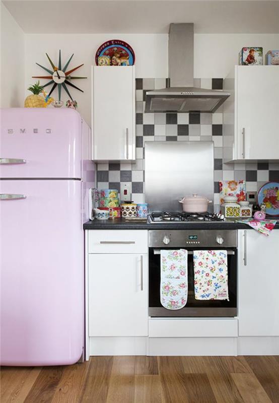 smeg retro jääkaappi vaaleanpunainen keittiöideat keittiökoneet