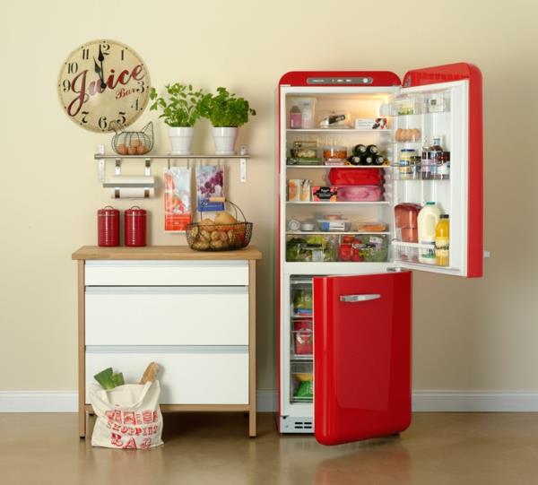 smeg jääkaappi retro keittiövälineet punainen