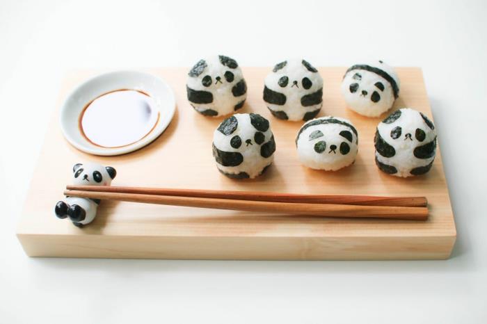 välipalaideoita panda sushi japanilainen ruoka taide
