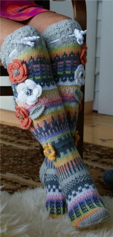 sukat neuloa värikäs sukka polvisukat var2