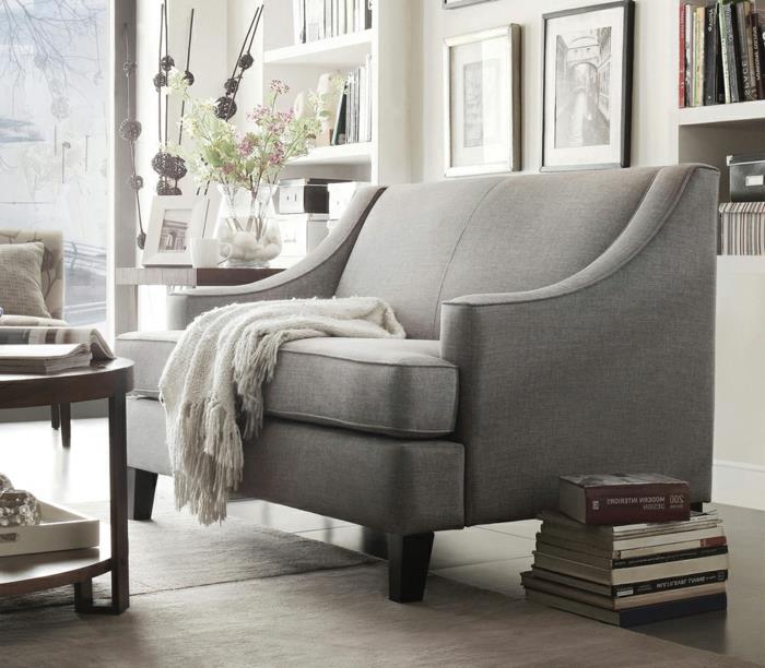 sohva harmaa vaaleanharmaa tyylikäs skandinaavinen