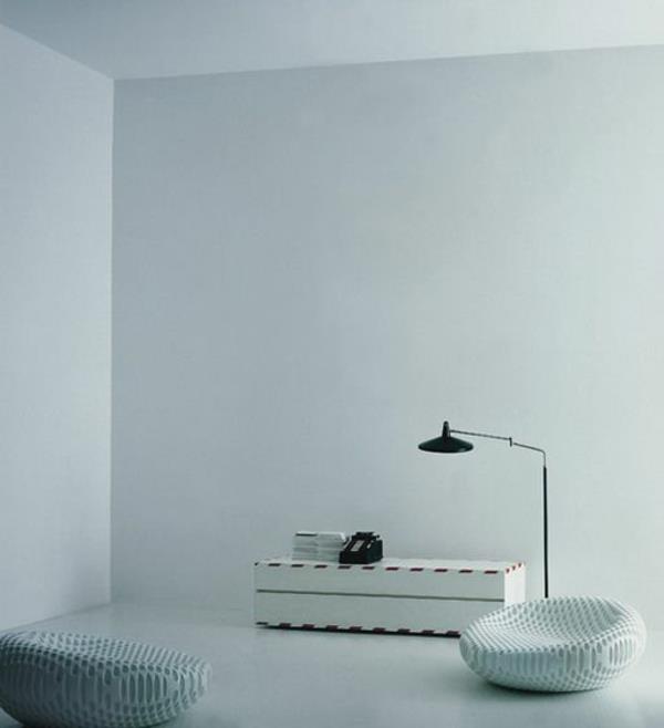 sohva rentoutumistoiminnolla Jean Marie Massaud valkoinen seinän muotoilu