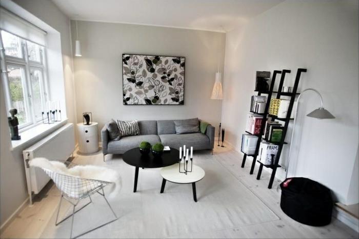 sohva skandinaavinen design olohuone sisustus valkoinen seinän väri