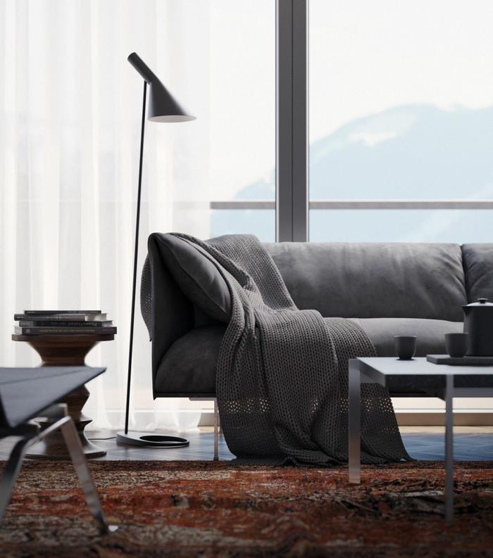 sohva skandinaavinen design olohuone ideoita matto