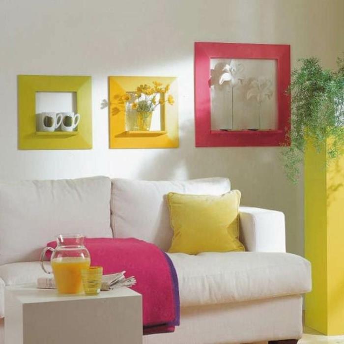 sohva valkoinen värillinen aksentti seinäkoriste kuvakehys