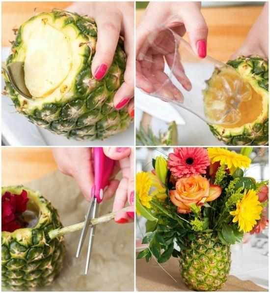 tee kesän pöytäkoristeita ananaksella itse