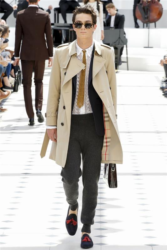 kesäasut burberry 2016 kesämuoti trenssitakki beige miesten muoti solmio urheiluhousut