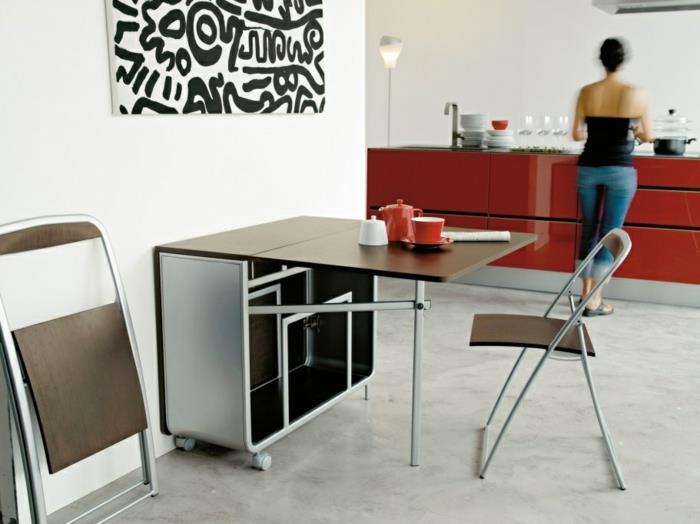 ruokasali punainen aksentti toiminnalliset huonekalut
