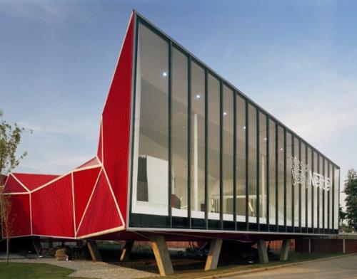 upeita rakennussuunnitelmia origami -tyylinen punainen julkisivulasi