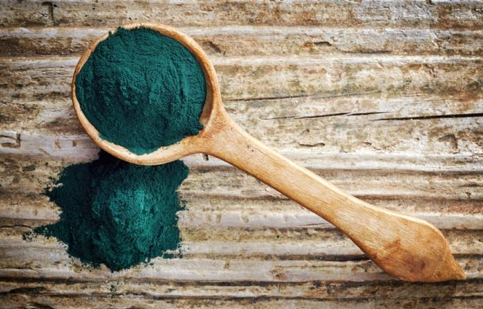 spirulina levät terve jauhe sinivihreä