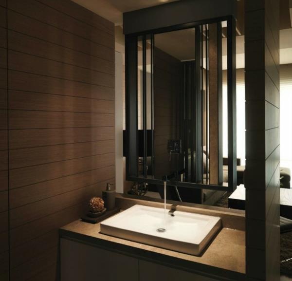 Pesuallas kylpyhuone semi-minimalistinen tumma